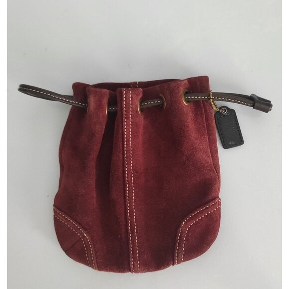 Rare Vintage Coach Soho Drawstring Wristlet Bordeaux Suede Style  Bag - Picture 1 of 8
